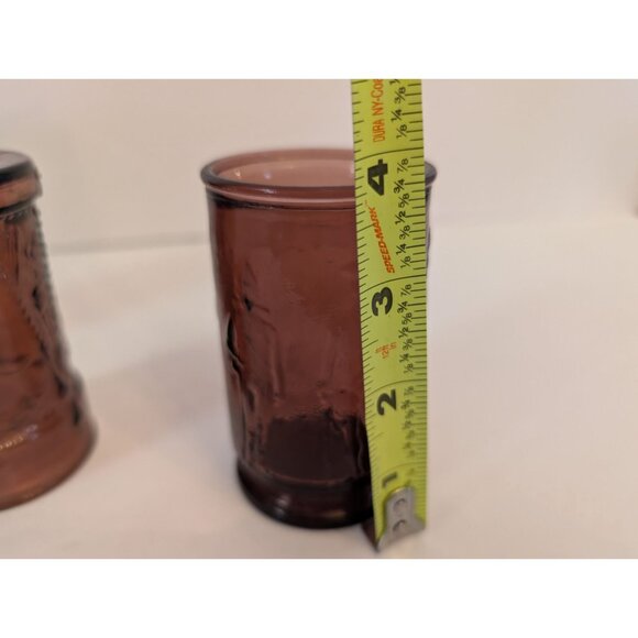 Set Of 3 Wheaton Vintage Amethyst Purple Glass Tumblers Embossed - Picture 6 of 6